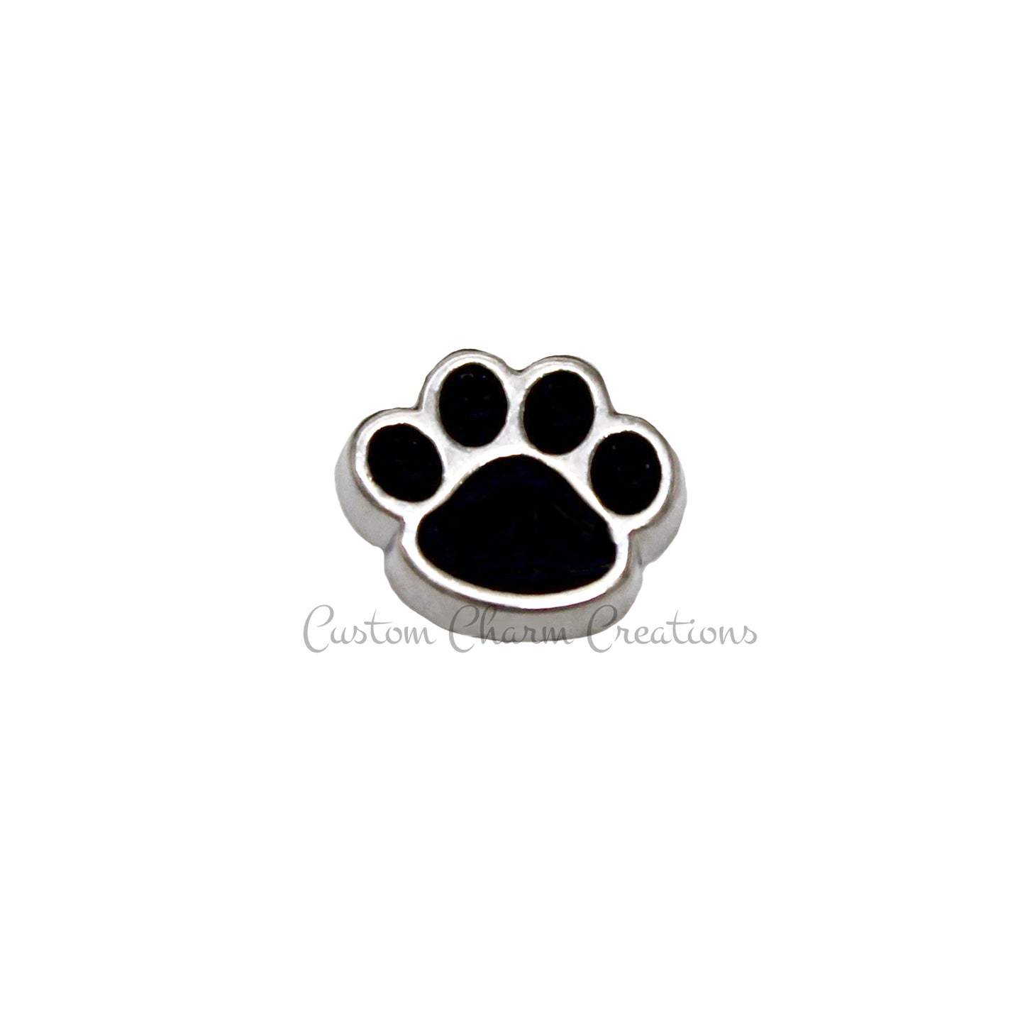 Black Paw Print Floating Locket Charm – A Symbol of Love for Your Furry Friend