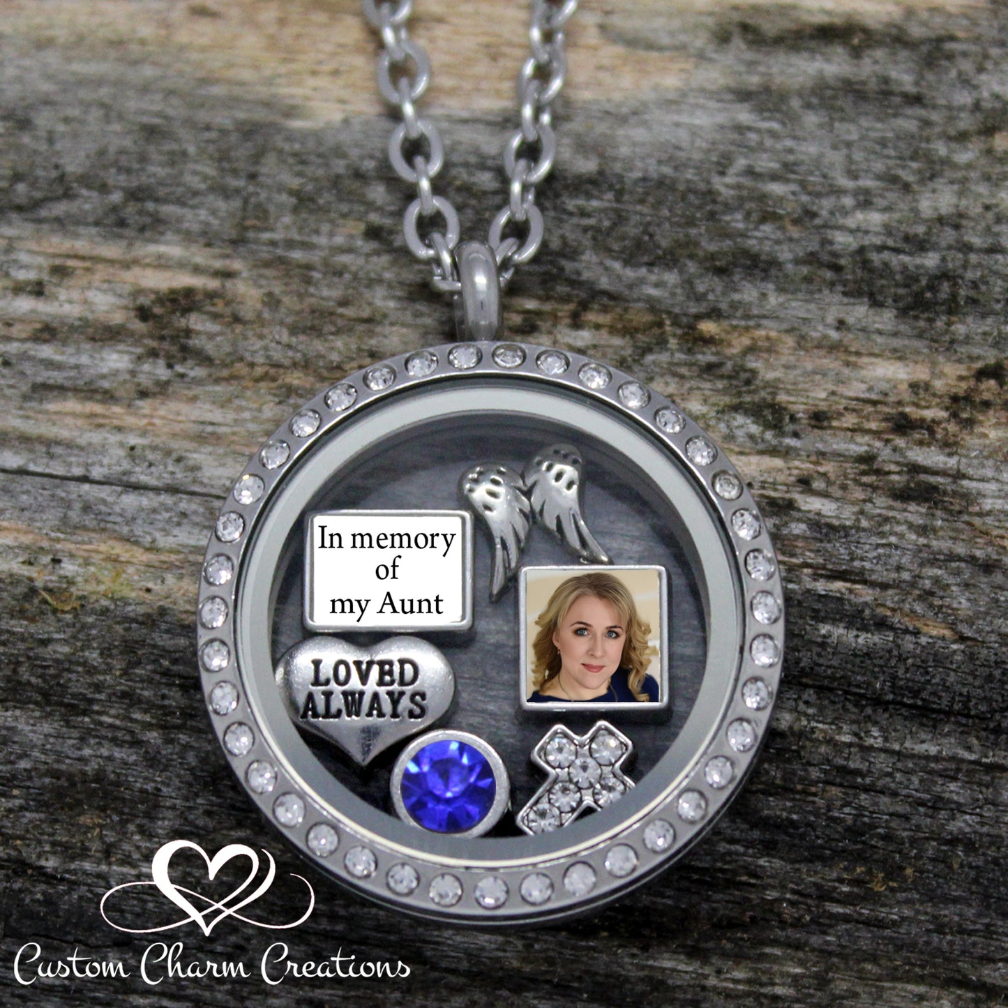 In Memory of my Aunt Memorial Floating Locket Necklace