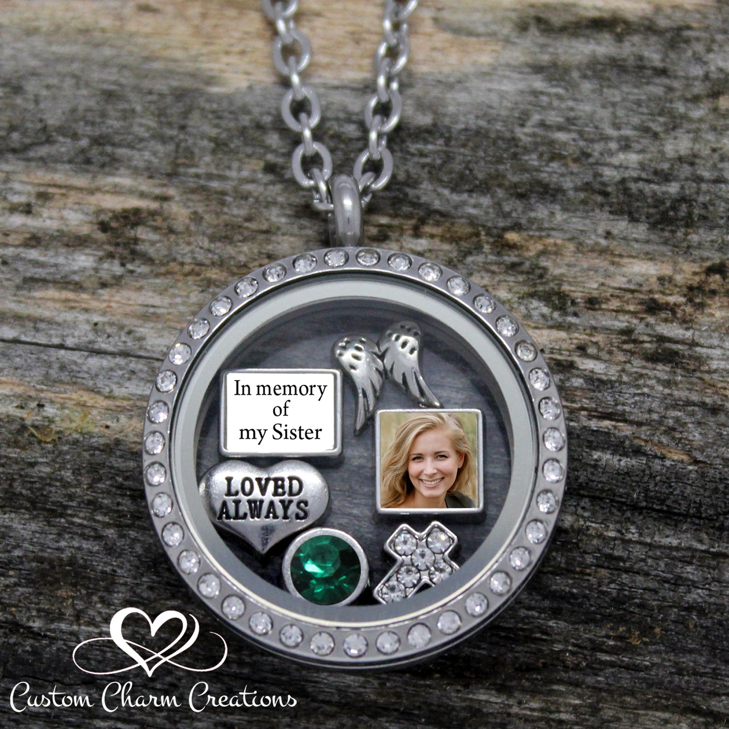 In Memory of my Sister | Loved Always | Stainless Steel Remembrance Locket Necklace