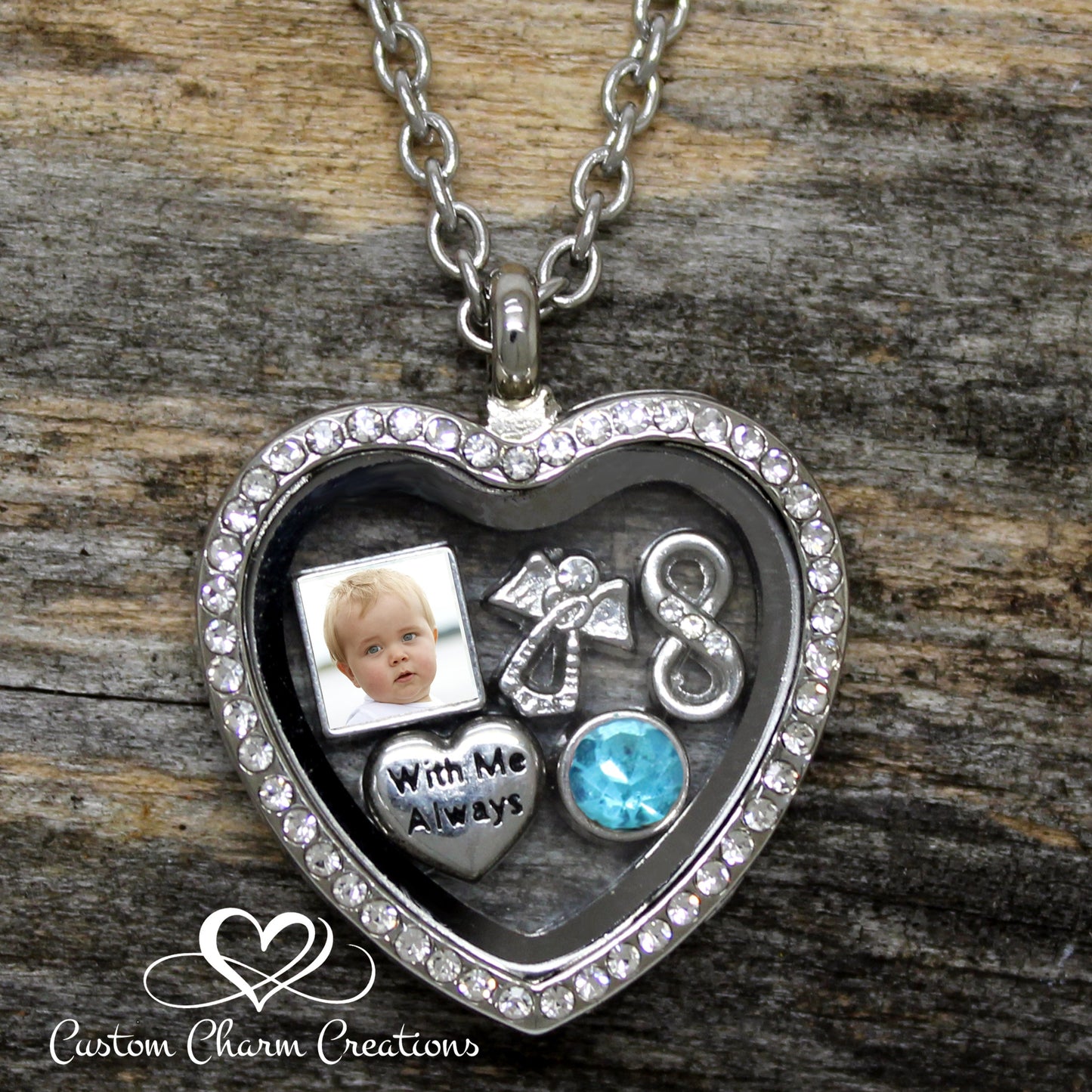 In Memory of my Son Floating Locket Memorial Necklace with Personalized Picture Charm Sympathy Gift