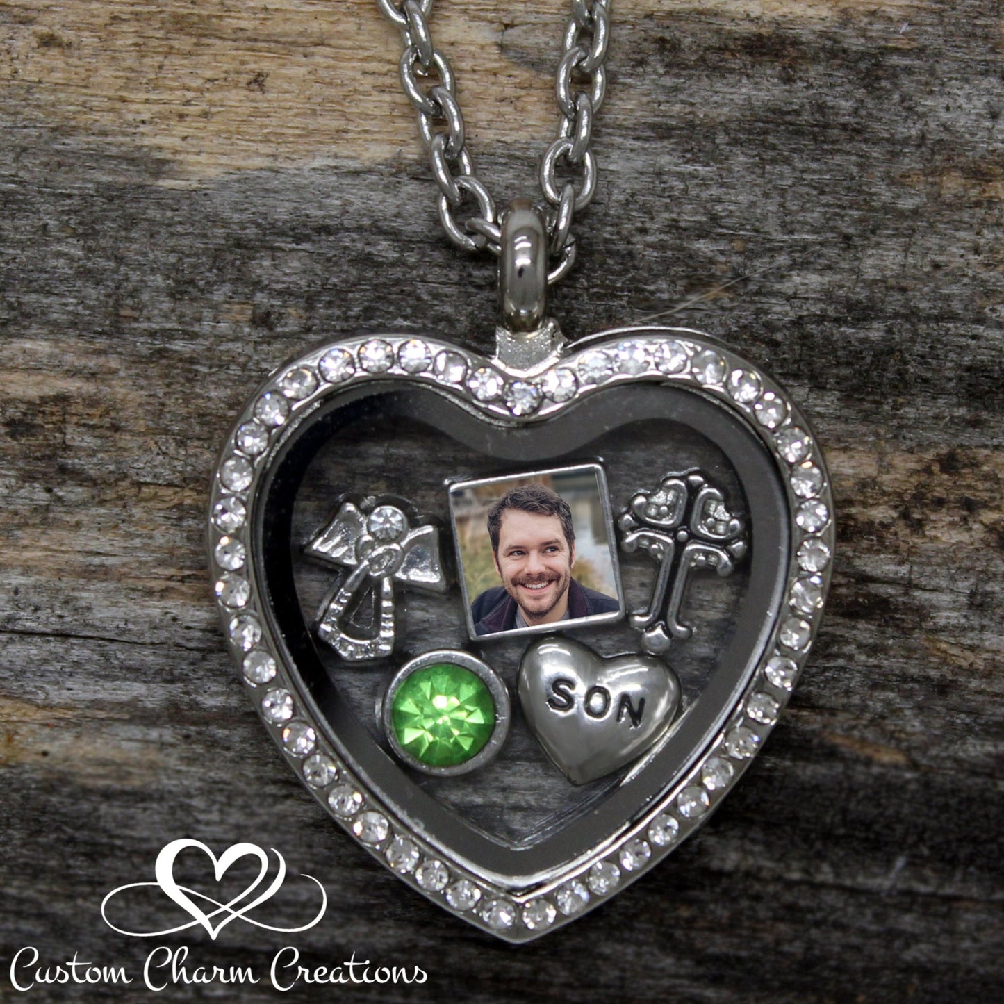 In memory of my Son Remembrance Necklace with Personalized Picture Charm