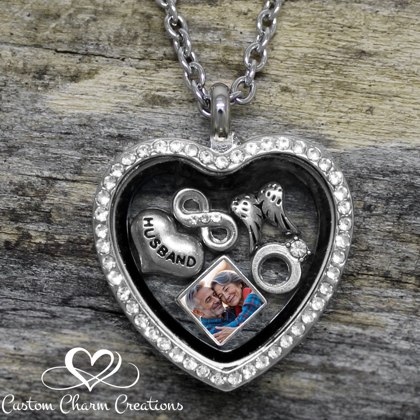 In memory of my Husband Heart Floating Locket Sympathy Gift Necklace