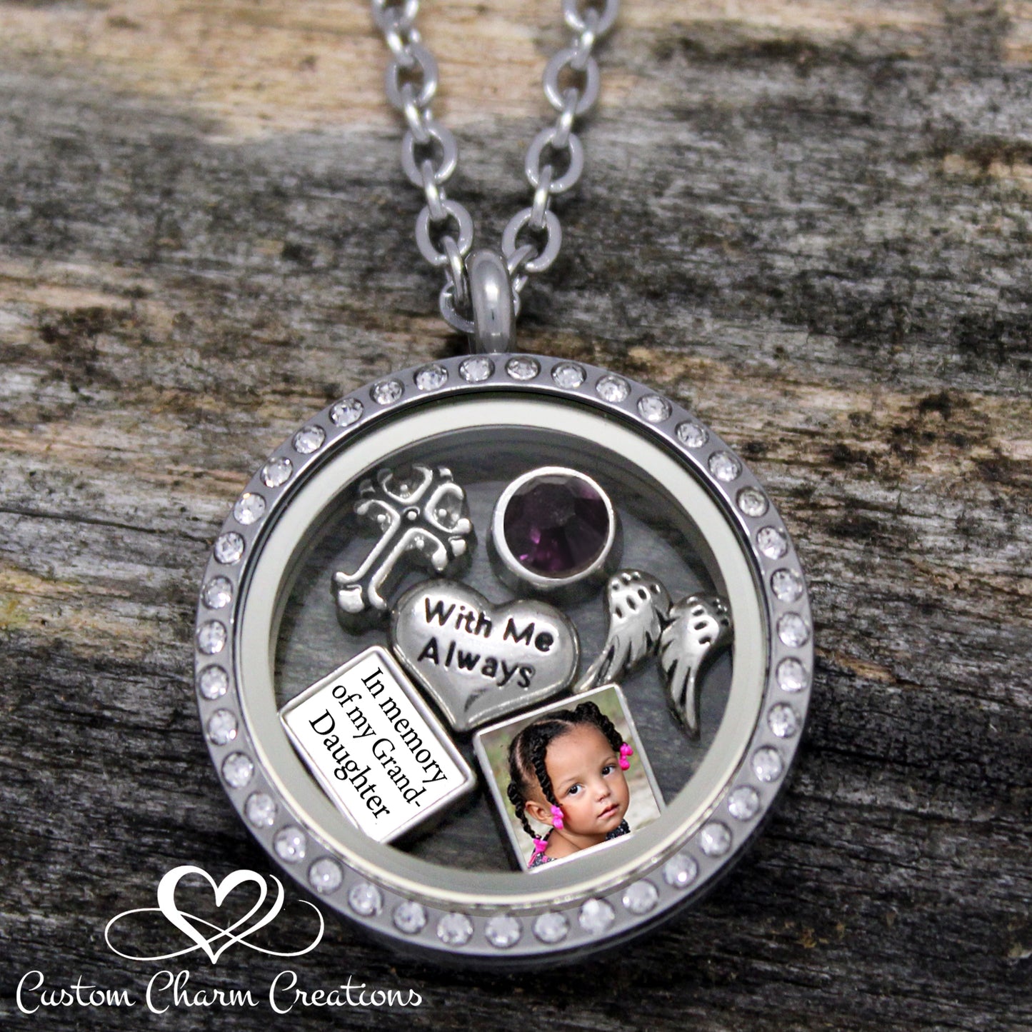 In Memory of my Granddaughter Memorial Necklace Locket Pendant with charms