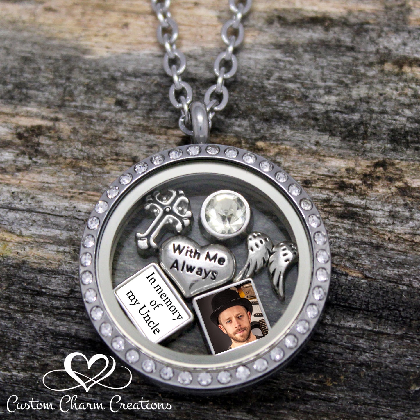 Memorial Locket In Memory of my Uncle Remembrance Necklace