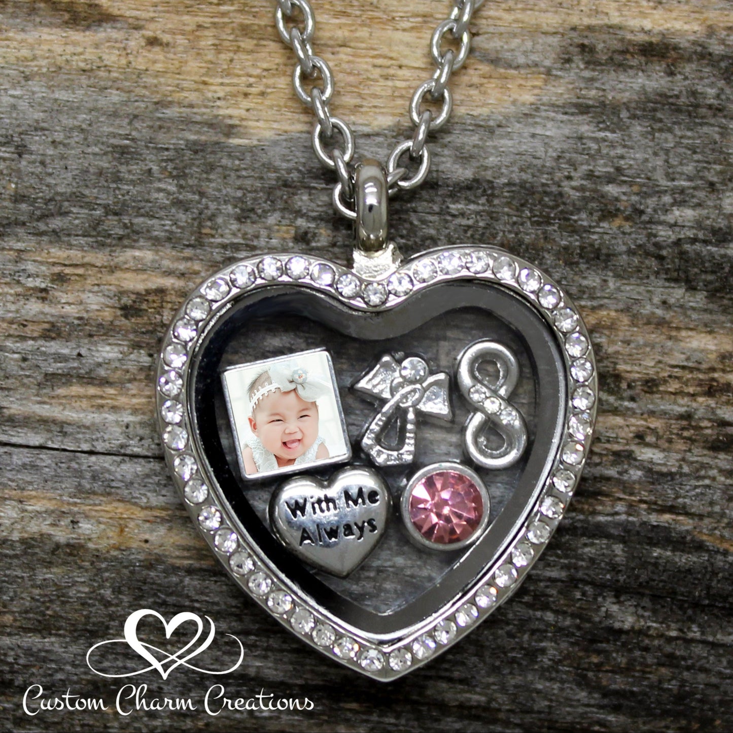With Me Always Memorial Necklace with Personalized Picture Charm