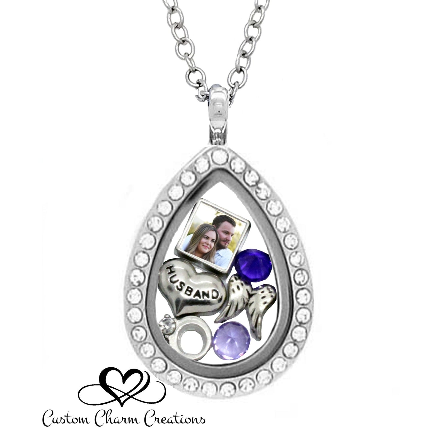 In memory of my Husband Tear Drop Locket Memorial Necklace Sympathy Gift