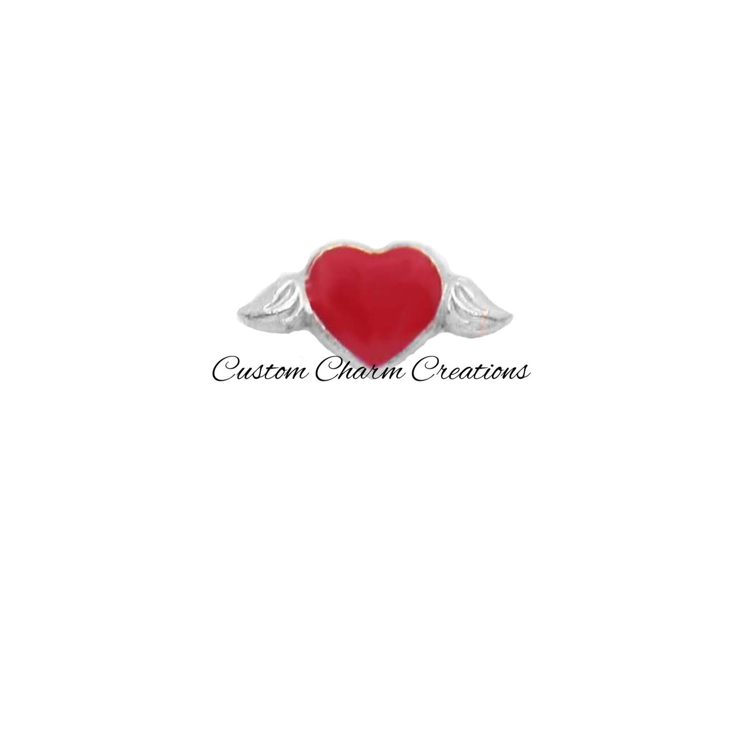 Red Heart with Silver Angel Wings