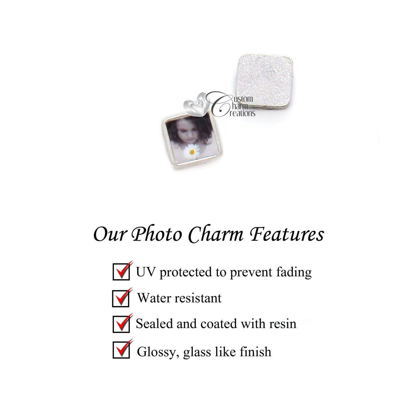 8mm Square Picture Charm for Floating Lockets Personalized Using Your Photo - Custom Charm Creations
