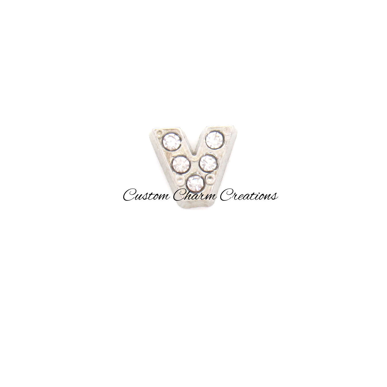 Letter V Floating Locket Charm - Custom Charm Creations