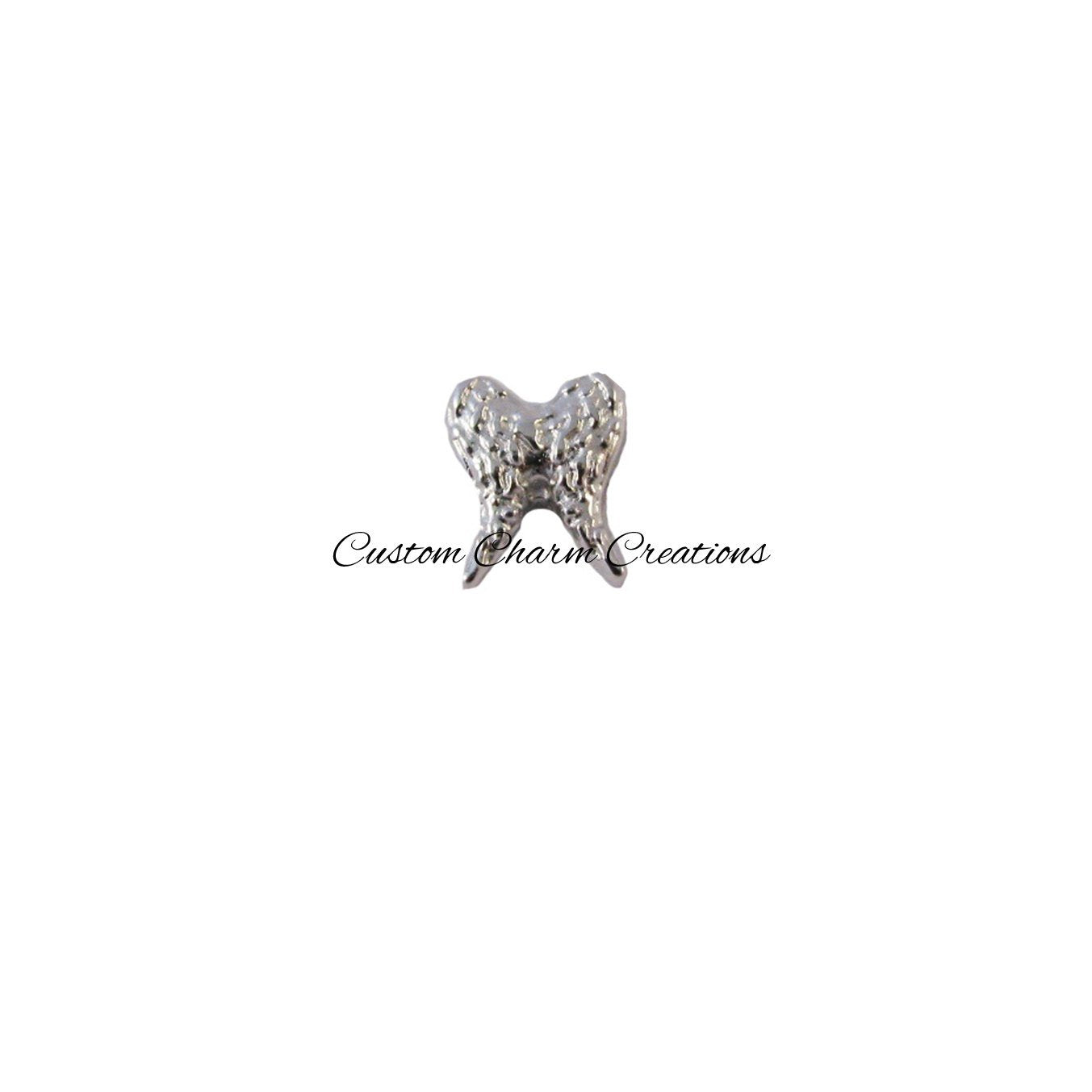 Silver Angel Wings Floating Locket Charm - Custom Charm Creations