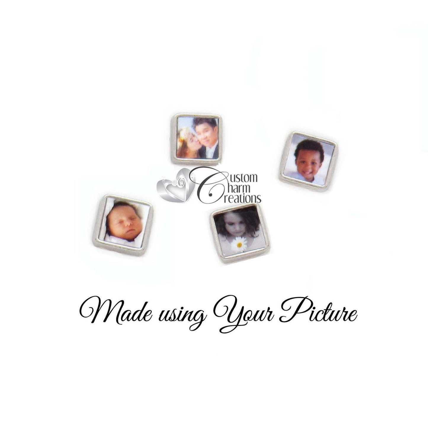 8mm Square Picture Charm for Floating Lockets Personalized Using Your Photo - Custom Charm Creations