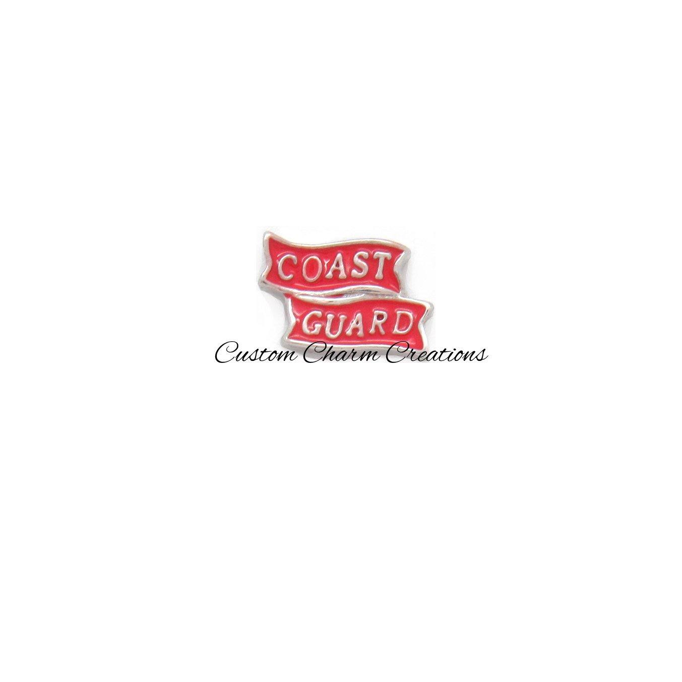 Floating Locket Charm • Coast Guard • United States Military • Memory Charm - MIL11 - Custom Charm Creations