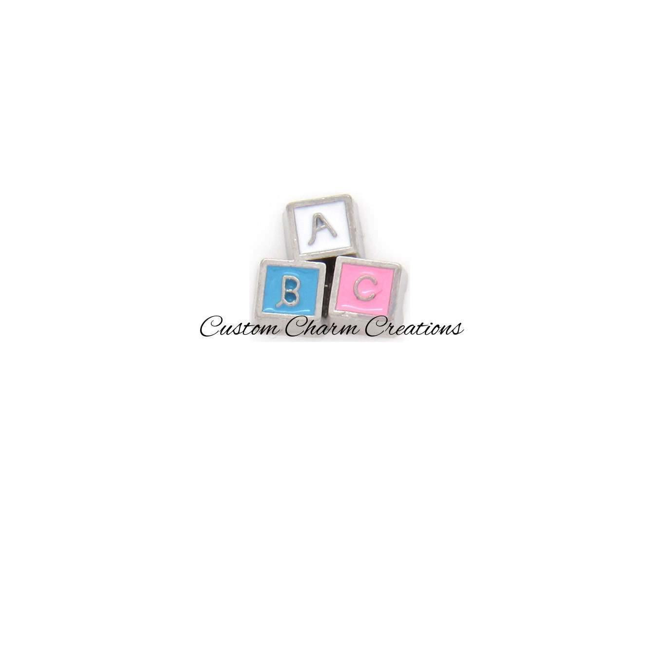 ABC Baby Blocks Floating Locket Charm - Custom Charm Creations