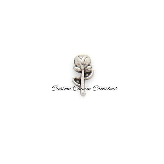 Floating Locket Charm • Silver Rose • Flower • Memory Charm  - TRA10 - Custom Charm Creations