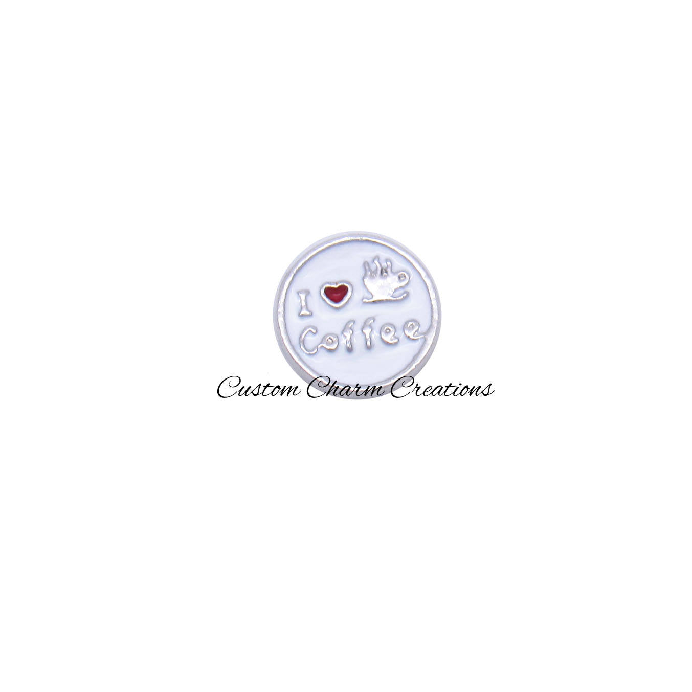 I Love Coffee Floating Locket Charm - Custom Charm Creations