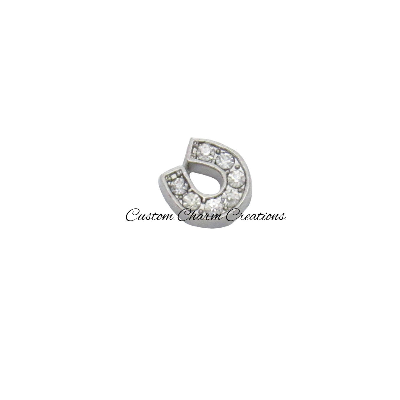 Horse Shoe with Crystals Floating Locket Charm - Custom Charm Creations