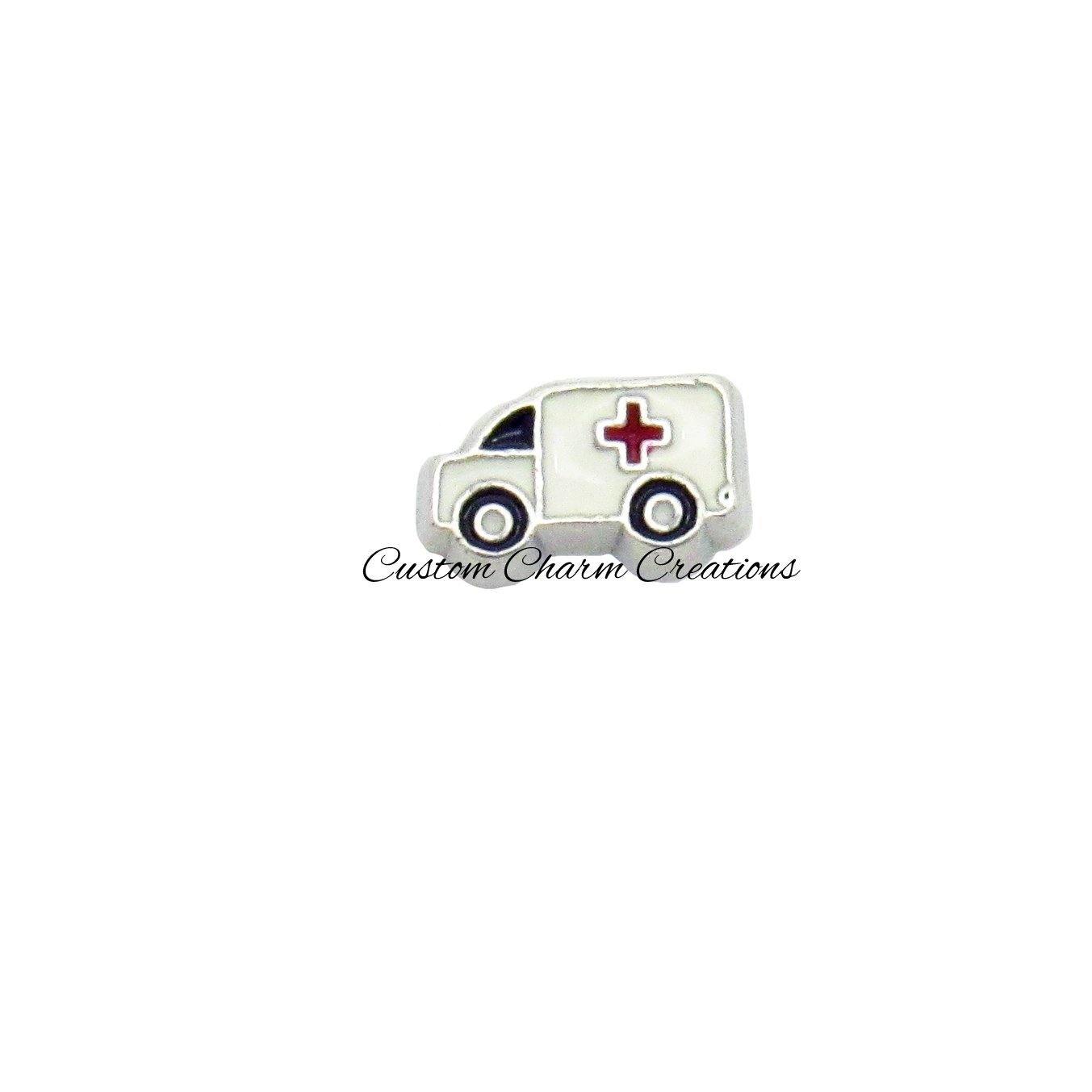 Ambulance Floating Locket Charm - Custom Charm Creations