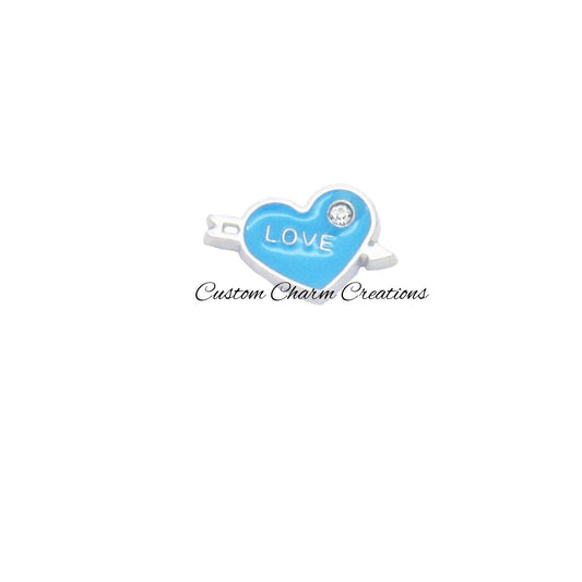 Blue Love Heart Floating Locket Charm - Custom Charm Creations