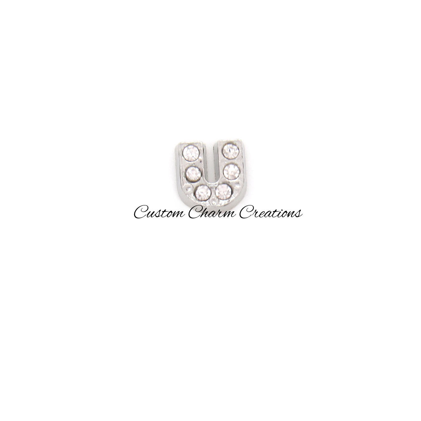Letter U Floating Locket Charm - Custom Charm Creations