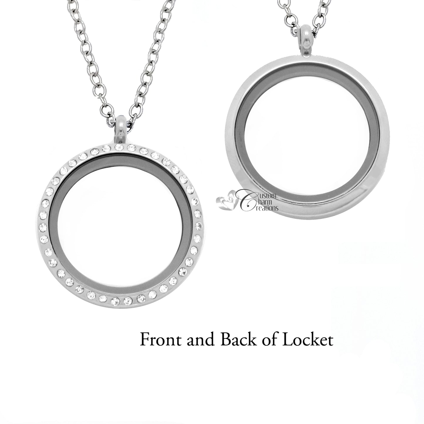 Large 30mm Magnetic Stainless Steel Floating Locket with Crystals