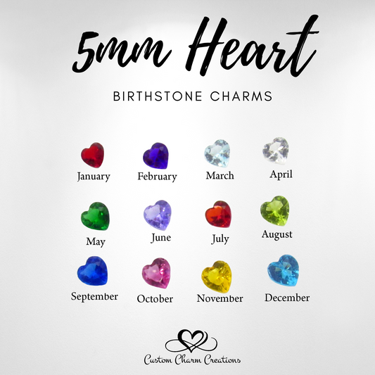 5mm Heart Shaped Birthstone Charm for Floating Lockets