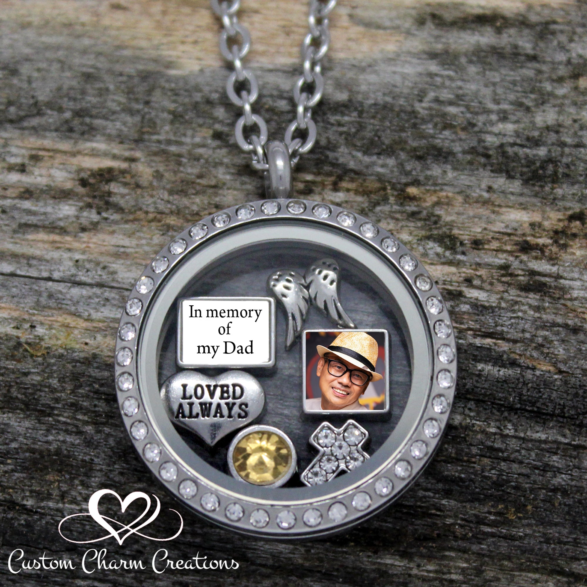 JAM Outlet Large 35mm Czech Crystal Living Memory Heart Locket Pendant