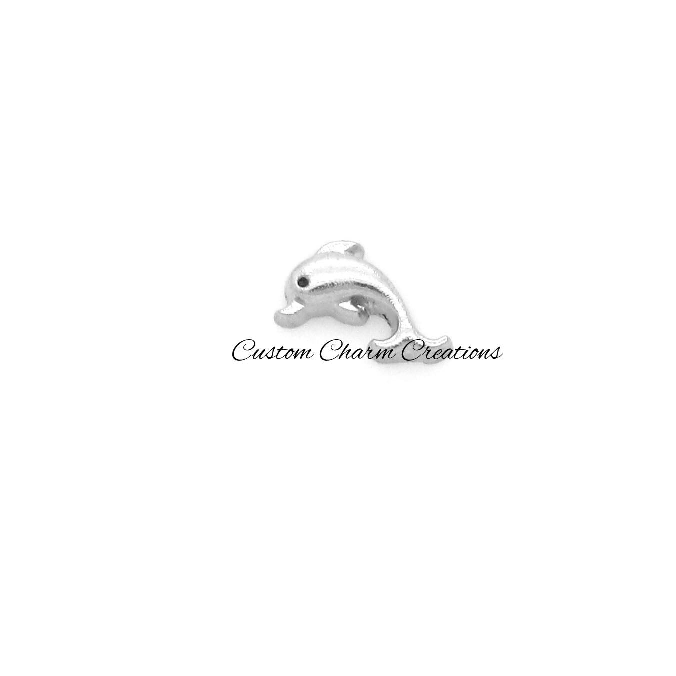 Silver Dolphin Floating Locket Charm - Custom Charm Creations