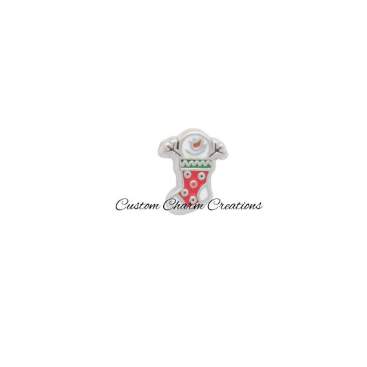 Christmas Stocking Snowman Floating Charm - Custom Charm Creations