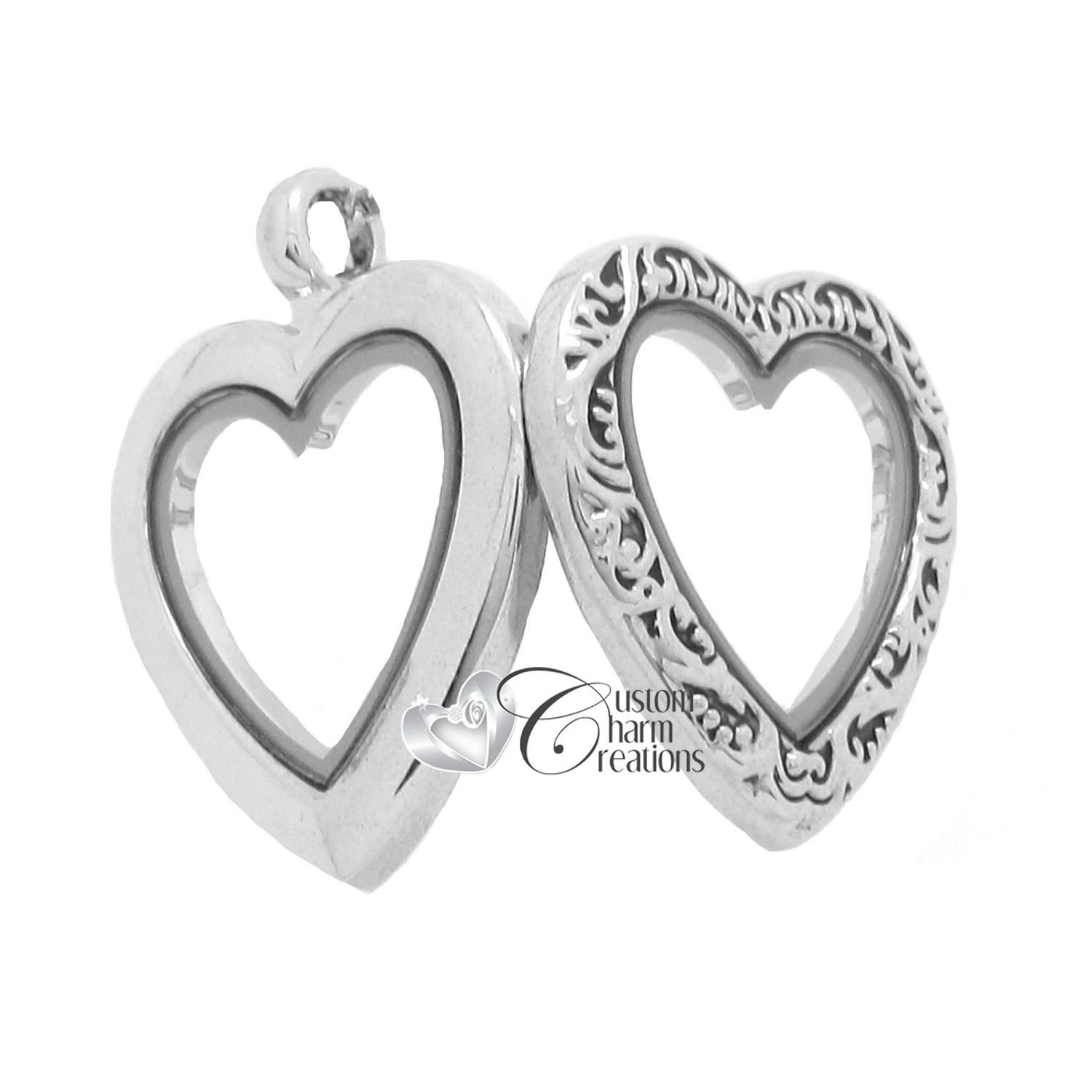 Vintage Filigree Heart Floating Locket Necklace - Custom Charm Creations