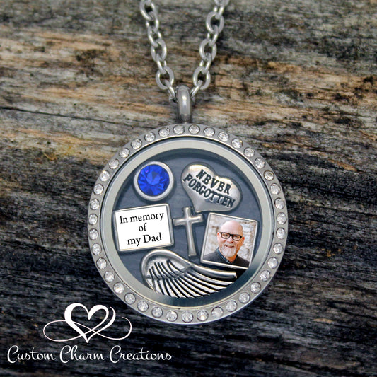 Never Forgotten Memorial Floating Locket & Charm Set
