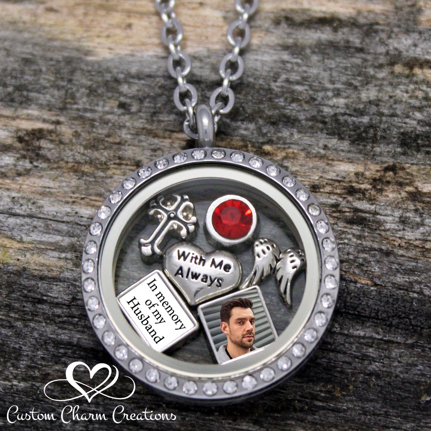 With Me Always Memorial Floating Locket and Charm Set