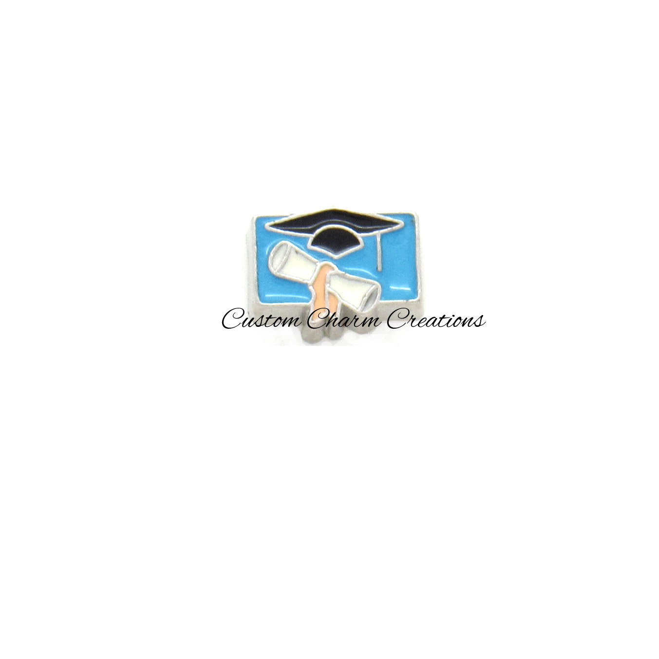 Graduation Cap and Diploma Floating Locket Charm - Custom Charm Creations