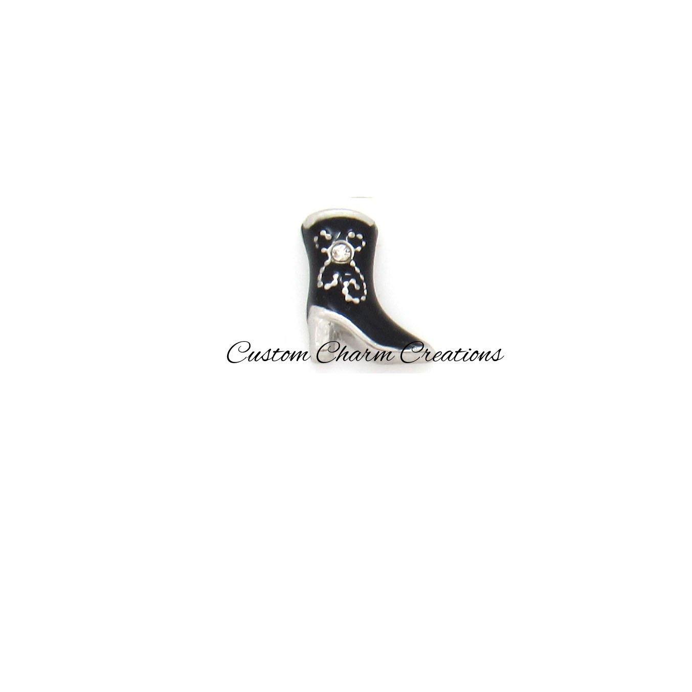 Black Boot Floating Locket Charm - Custom Charm Creations