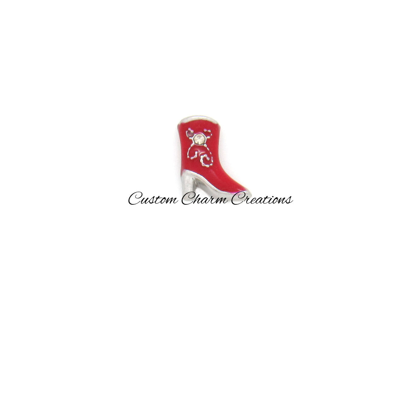 Red Boot Floating Locket Charm - Custom Charm Creations