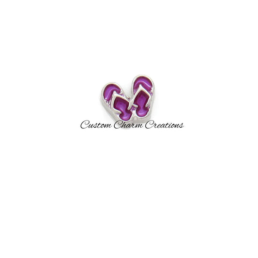 Purple Flip Flops Floating Locket Charm - Custom Charm Creations