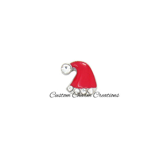 Christmas Santa Claus Red Hat Floating Locket Charm - Custom Charm Creations