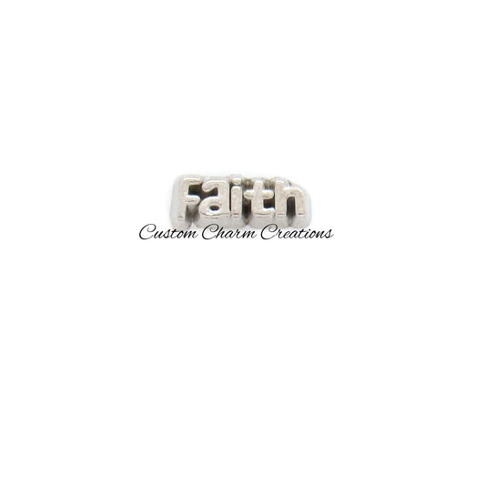 Faith Silver Word Floating Locket Charm - Custom Charm Creations