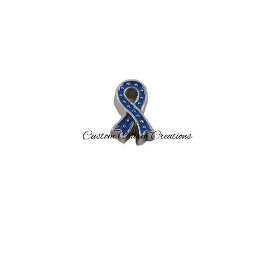 Blue Ribbon Floating Locket Charm - Custom Charm Creations