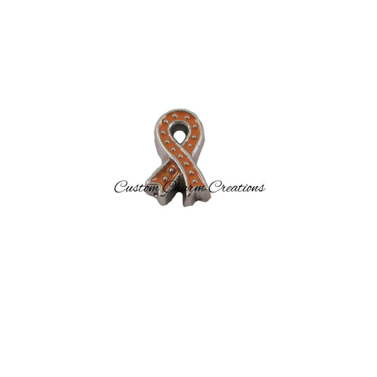 Orange Awareness Ribbon Floating Locket Charm - Custom Charm Creations