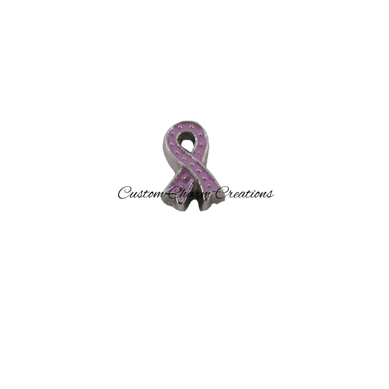 Purple Ribbon Floating Locket Charm - Custom Charm Creations