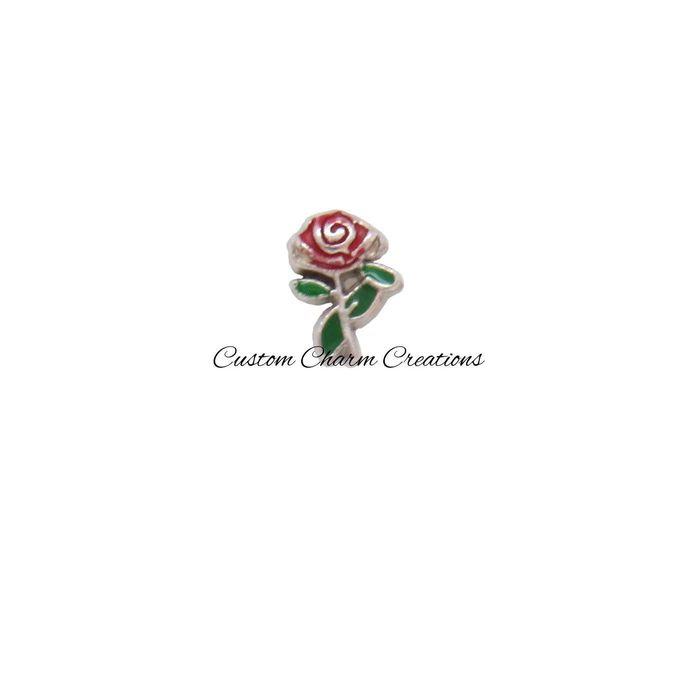 Red Rose Floating Locket Charm - Custom Charm Creations