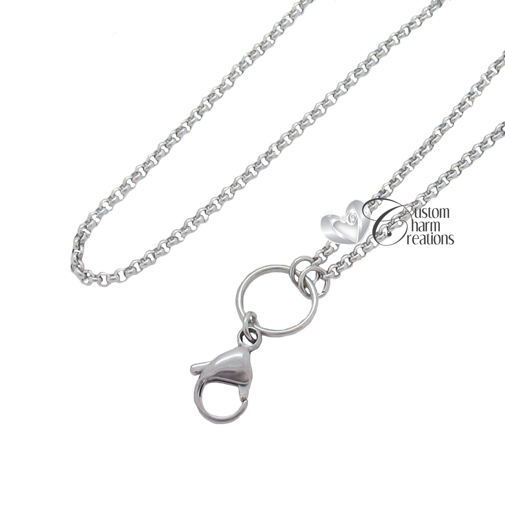 Lanyard Floating Locket Badge Holder Necklace • Large 30mm • Magnetic • 32" Chain • Holds Floating Charms - LOC57 - Custom Charm Creations