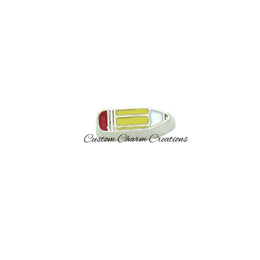 Yellow Pencil Floating Locket Charm - Custom Charm Creations