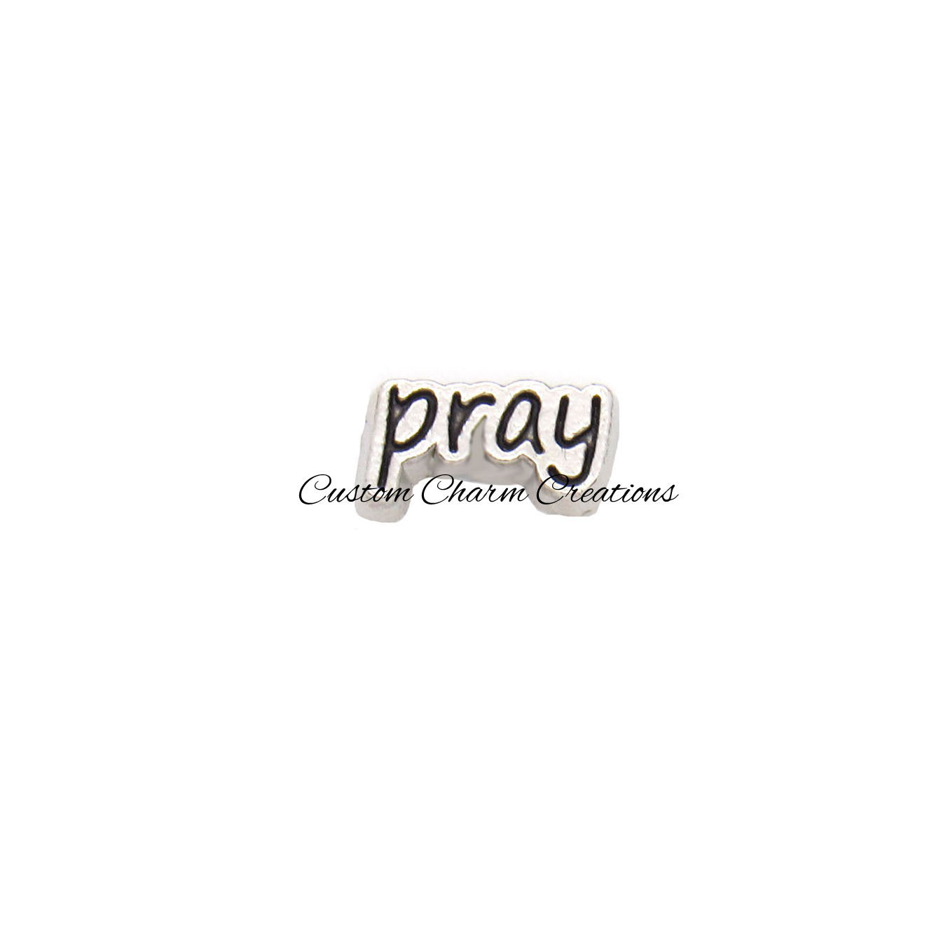 Pray Religious Floating Locket Charm - Custom Charm Creations