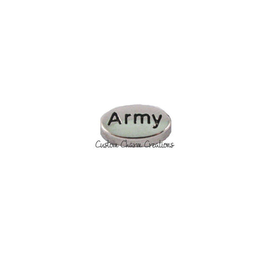 Army Silver Oval Floating Locket Charm - Custom Charm Creations