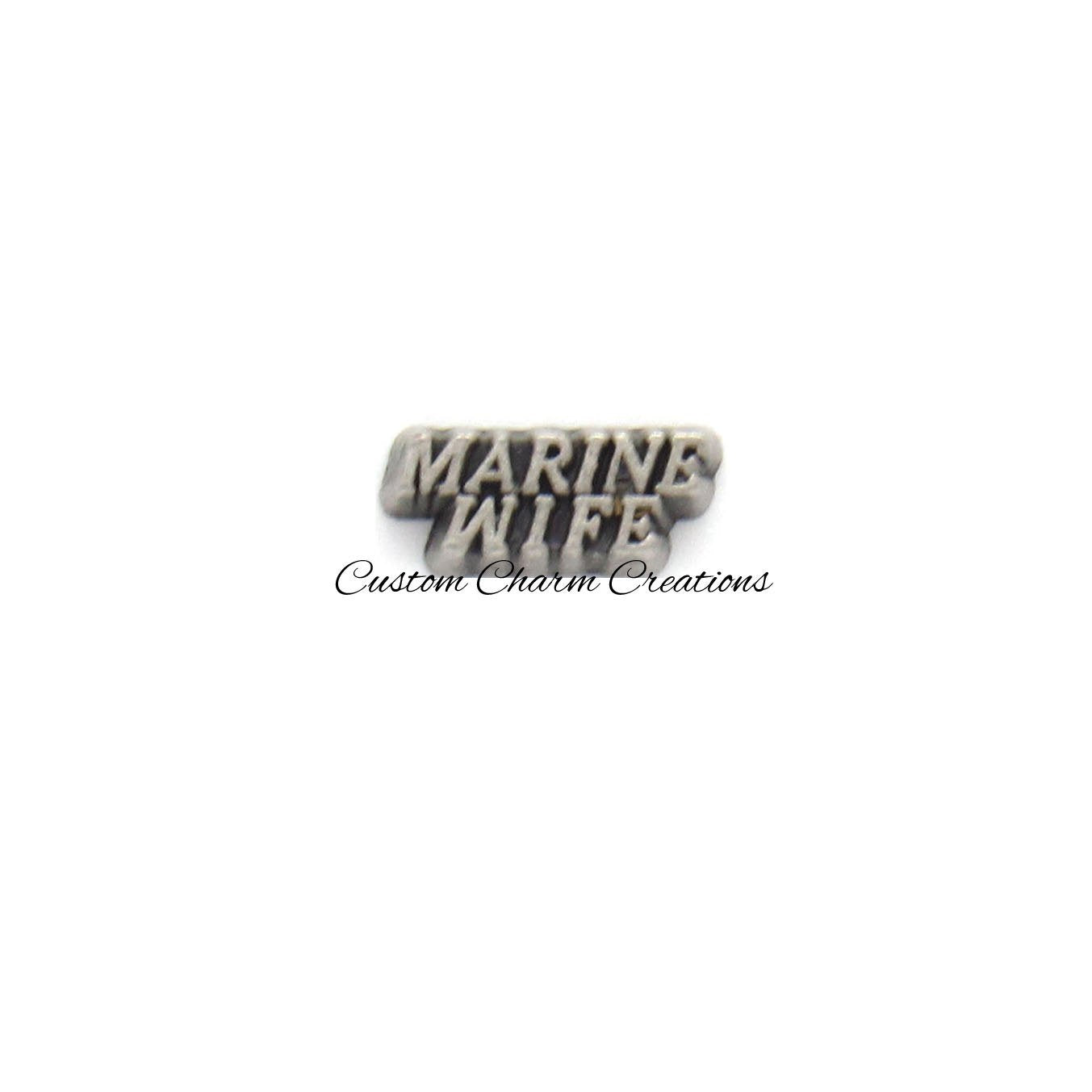 Marine Wife • Floating Locket Charm • United States Military • Memory Charm   - MIL19 - Custom Charm Creations