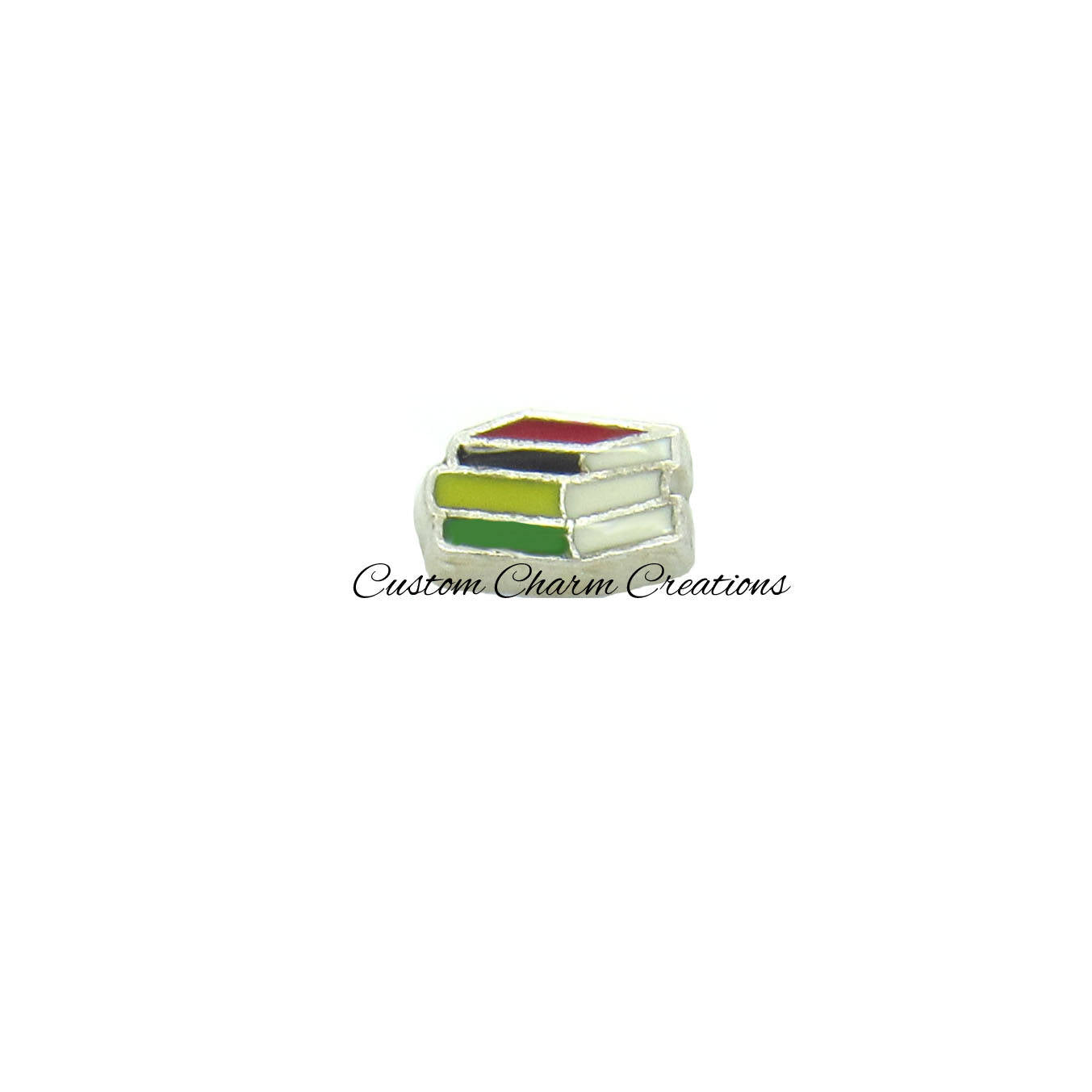 Stack of Books Floating Locket Charm - Custom Charm Creations