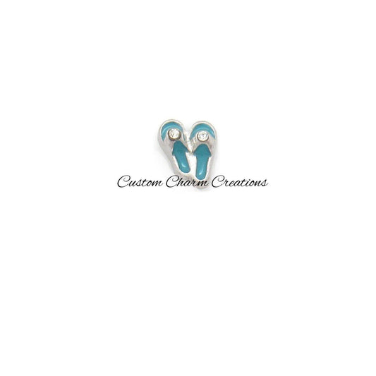 Blue Flip Flops Floating Locket Charm - Custom Charm Creations