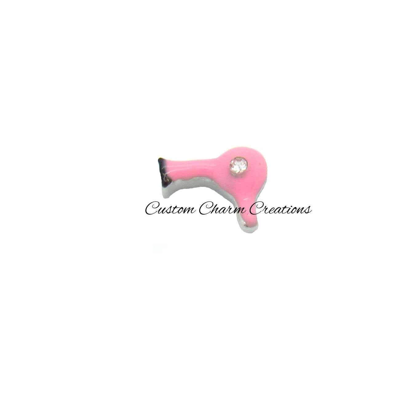 Pink Hair Dryer Floating Locket Charm - Custom Charm Creations