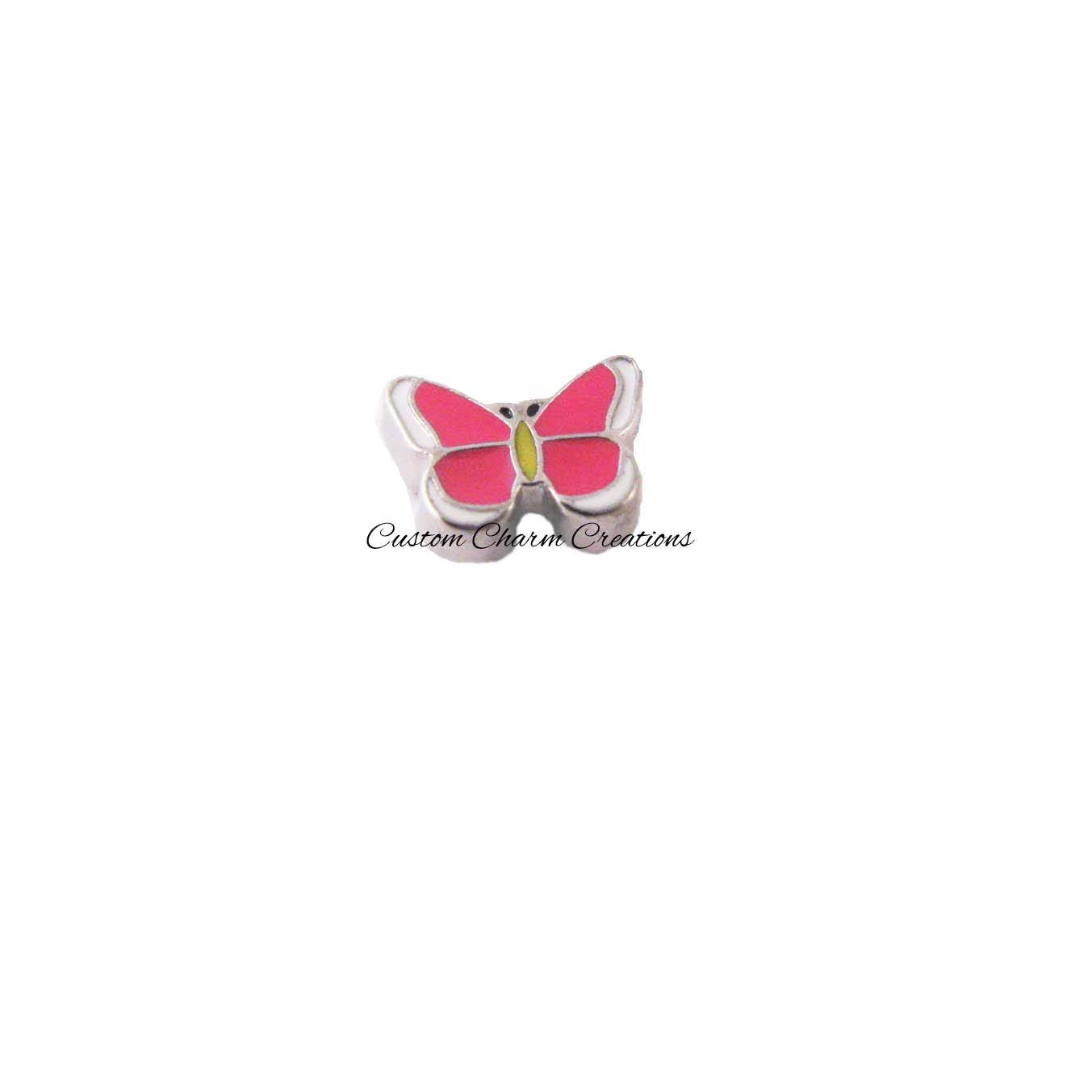 Pink Butterfly Floating Locket Charm - Custom Charm Creations